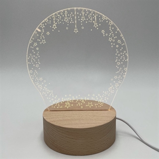 LED Stjerne Opslagstavle Natlampe med Træfod – USB drevet